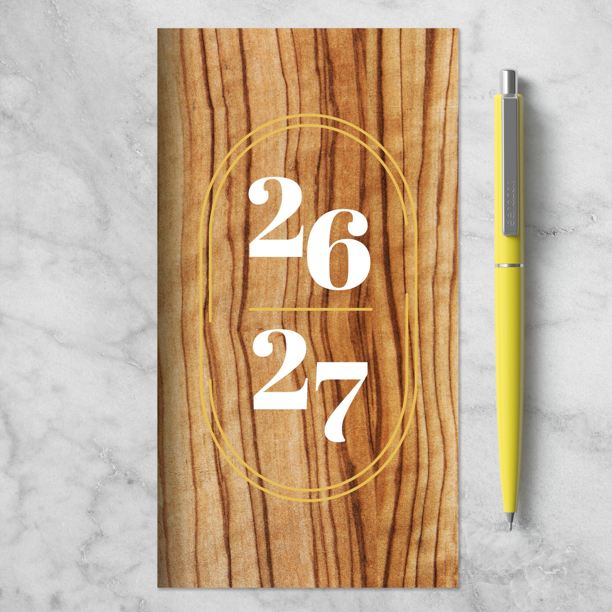 2026-2027 Classic Oak Small Monthly Pocket Planner